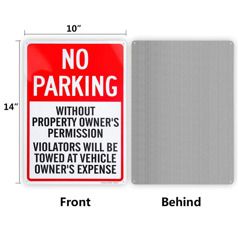 Enjoyist No Parking Sign, Without Owner's Permission, Violators Will Be Towed at Vehicle Owners Expense, Tow Away Sign - 10"x 14" - .040 Rust Free Aluminum â€“ Reflective, UV Protected and Weatherproof - Image 2